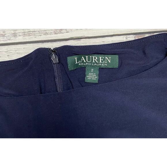 RALPH‎ LAUREN BLUE CAP SLEEVE ONE PIECE PANT JUMPSUIT CULOTTE CROP SZ 2 - Picture 5 of 7